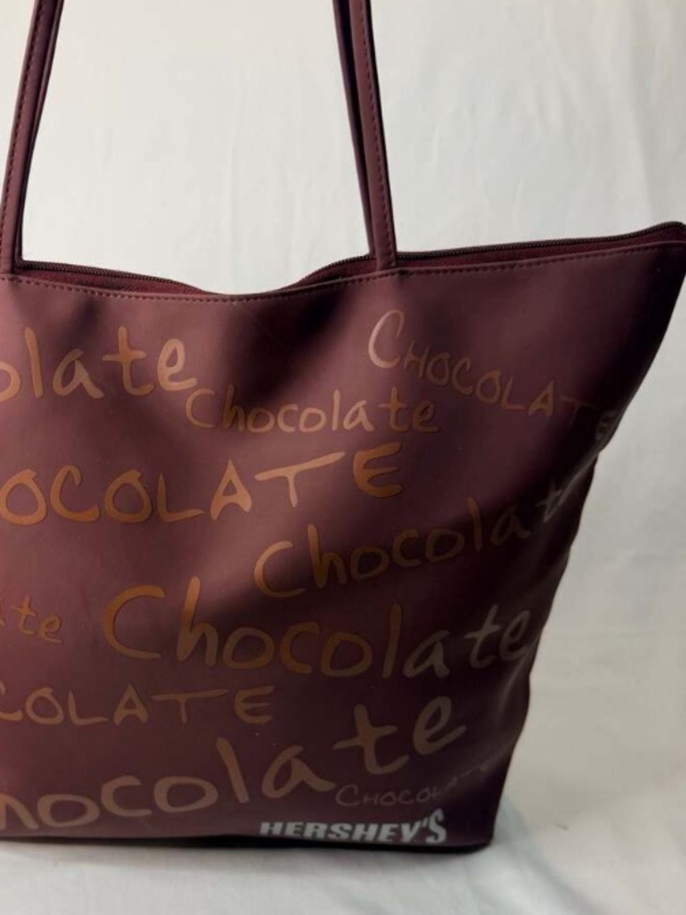 Chocolate Script Tote Bag in Chocolate Brown